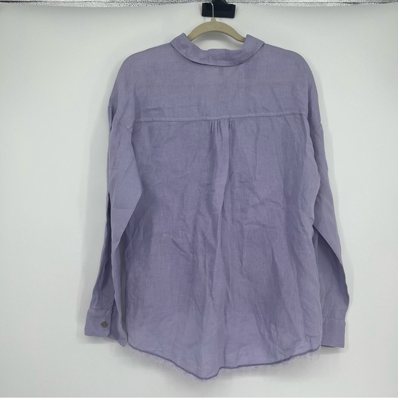 XCVI Light Purple Lilac Linen Lagenlook Button Up Blouse Top Size Small - Picture 2 of 6